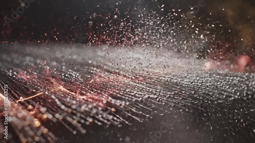 Close Up Macro Shot Of Fiber Optic Strands Glowing With Orange Light In Darkness Abstract Technology Background