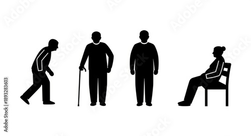 Silhouettes of people showing different ages and mobility levels.