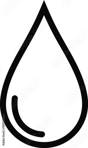 Line art icon of a water droplet silhouette isolated on transparent background