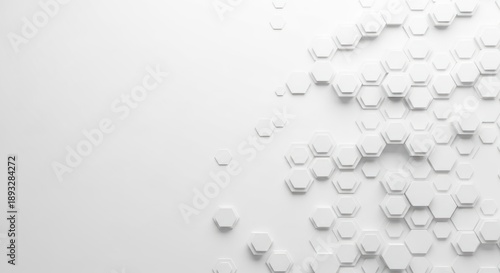 Wallpaper Mural White 3D hexagonal pattern on clean abstract background Torontodigital.ca