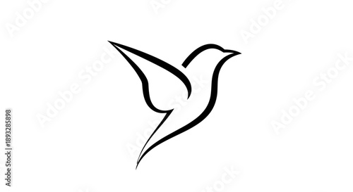 Elegant Line Art of a Bird in Flight 2.