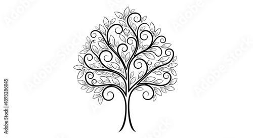 Elegant Swirling Tree of Life Illustration.