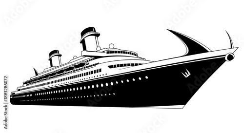 Elegant Vintage Cruise Ship Illustration.
