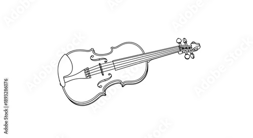 Elegant Violin Outline Drawing Musical Instrument.