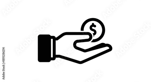 Hand holding dollar coin symbolizing financial transaction payment and exchange representing business and economy concepts