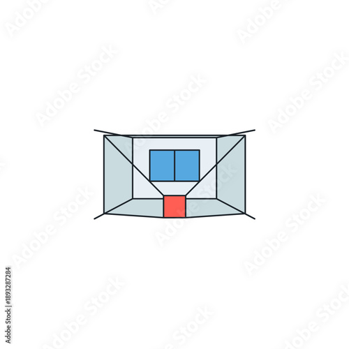 Environment Mapping Grid Icon, Room Laser Scan Vector Illustration, Spatial Depth Mapping Technology