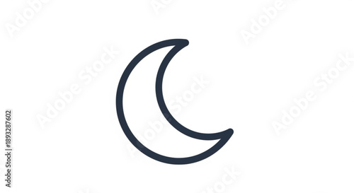 Simple crescent moon symbol in black outline on white background for design and astronomy concepts
