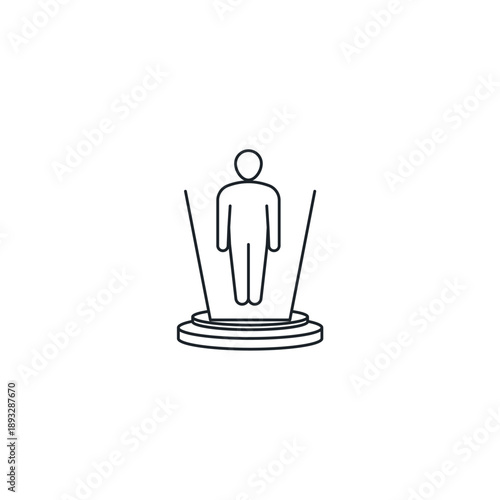 Telepresence Avatar Hologram Icon, Virtual Person Projection Vector Illustration, Remote Meeting Metaverse