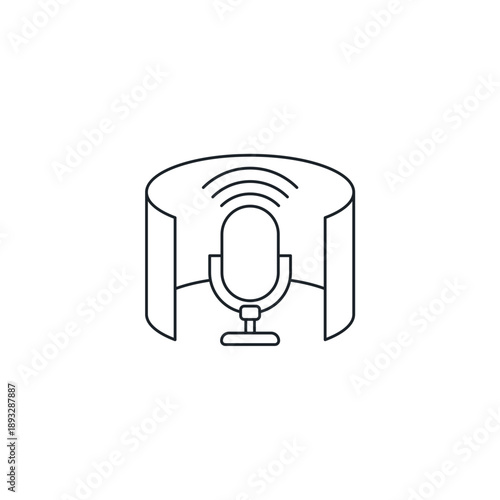 Voice Control Microphone Icon, 3D Speech Recognition Vector Illustration, Audio Command Interface
