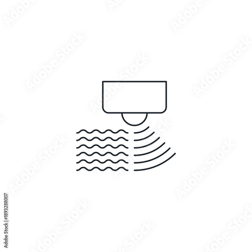 Depth Sensor LiDAR Icon, Wave Distance Scanning Vector Illustration, Infrared Spatial Detection