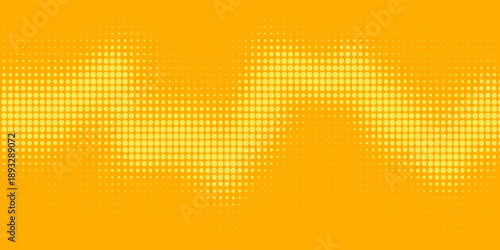 Yellow halftone pattern. Retro comic gradient background. Bright orange pixelated dotted texture overlay.
