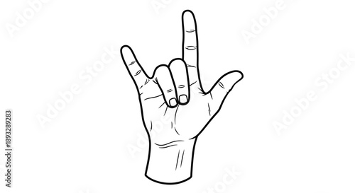 Hand gesture showing I Love You sign.