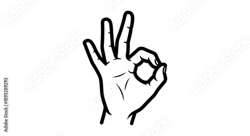 Hand gesture showing okay sign with three fingers up.