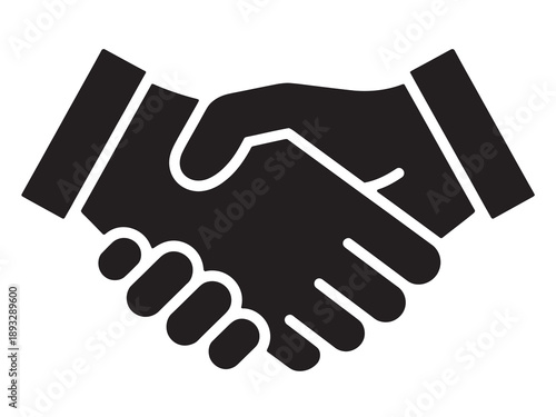 Business agreement handshake, line art icon, for apps and websites, friendly partnership deal symbol, vector UI UX minimal design illustration