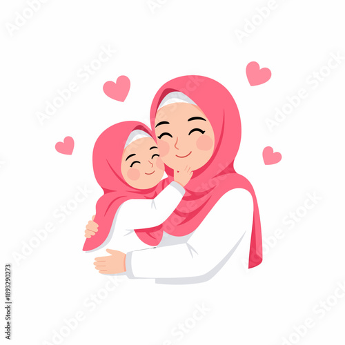 mother and daughter hugging muslim love ramadan.