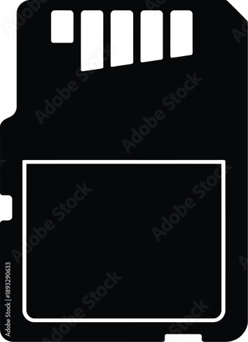 Essential storage device: a sleek black silhouette of an sd card for digital data