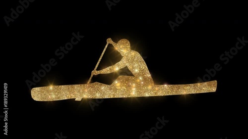 Luxury man canoeing with golden glitter, alpha channel