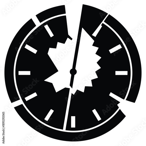 broken office clock on white background