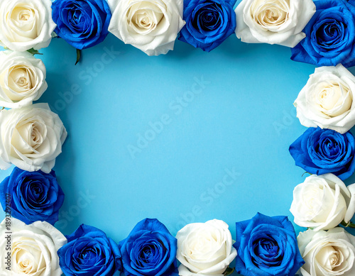 青と白のバラ　ホワイトデー・父の日の背景素材　青背景