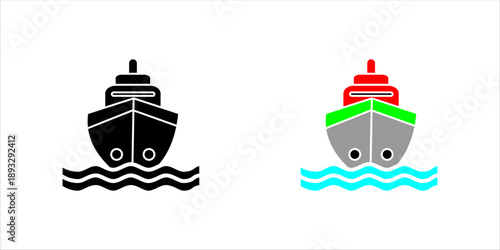 Minimalist cargo ship line icon set. isolated on white background. Maritime transportation and logistics symbol suitable for shipping, delivery, and sea transport concepts.