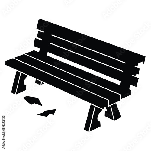 broken school bench on white background