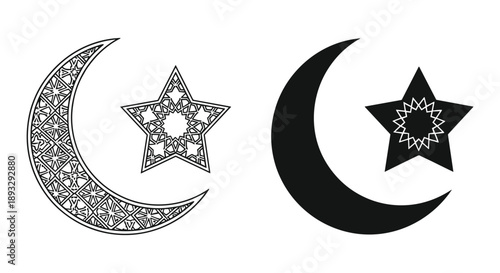 Celestial Star and Moon Silhouettes