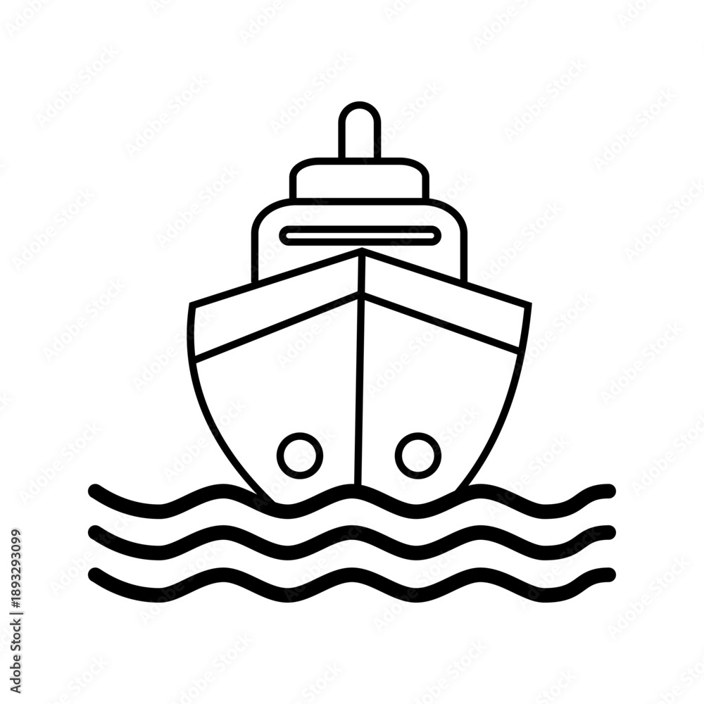 Obraz premium Minimalist cargo ship line icon isolated on white background. Maritime transportation and logistics symbol suitable for shipping, delivery, and sea transport concepts.