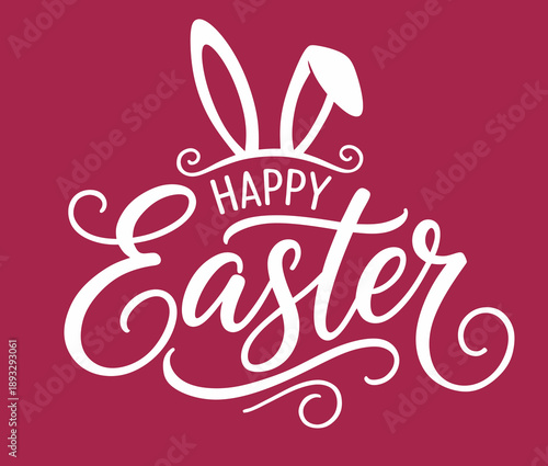 Happy Easter Holiday Text Calligraphy. Poster Design.