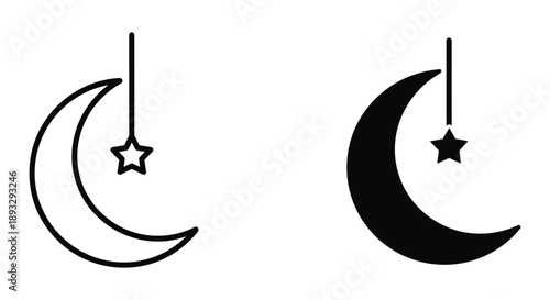 Crescent Moon with Star Symbols