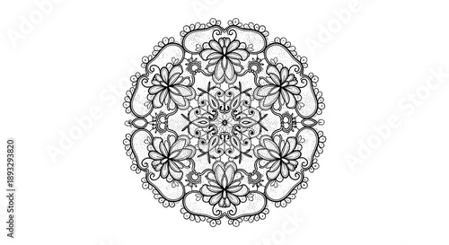 Intricate Black and White Mandala Design.