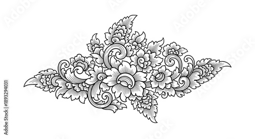 Intricate Floral Swirl Ornament Design Element.