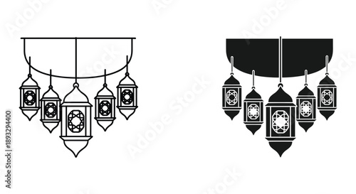 Traditional Lanterns Hanging from Roof