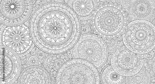 Intricate Mandala Designs Overlapping Circular Patterns.