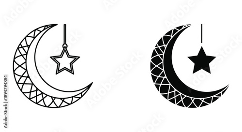 Elegant Moon and Star Designs in Black and White