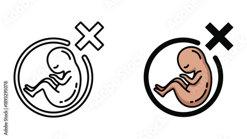 Abnormal fetal development indicated by cross symbols