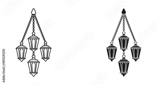 Vintage Style Hanging Lanterns Set