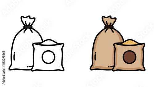 Two pairs of sandbags with different fillings