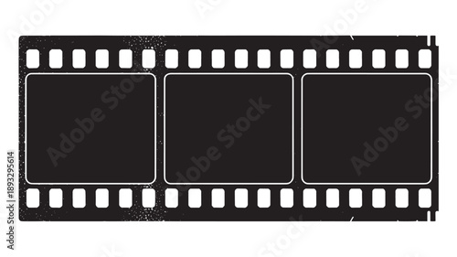 Film Strip with Negative Frames in Black and White with White Border for Media and Entertainment