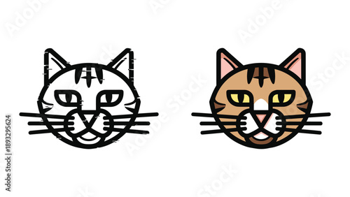 Cat face illustration set with different expressions