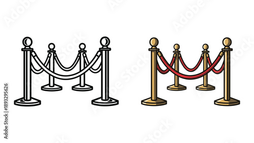 Stanchion with white and red ropes for event management