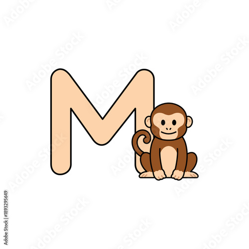 Vector Animal Alphabet Cartoon Monkey Illustration