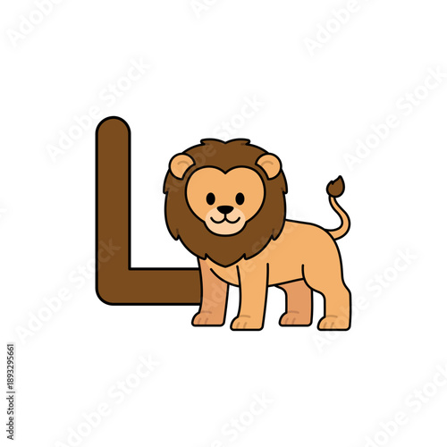 Vector Animal Alphabet Cartoon Lion Illustration