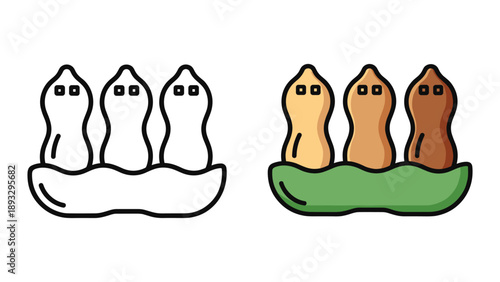 Three beans in a pod illustration