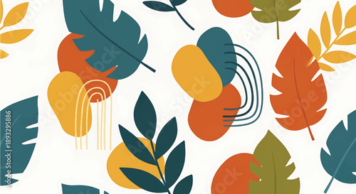 Seamless abstract nature wallpaper pattern with organic shapes, modern flat vector background for contemporary decorative design