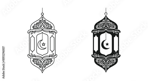 Islamic Lantern Designs with Crescent Moon and Star