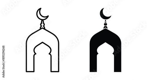 Islamic Mosque Symbols with Crescent Moon