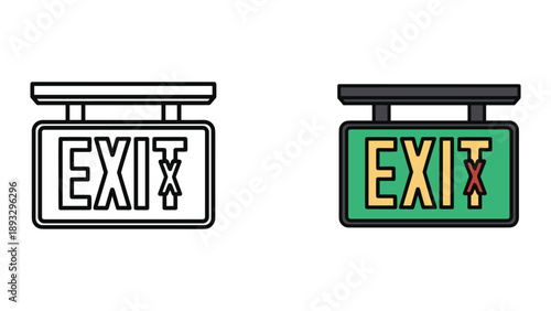 Exit sign illustration with different color scheme