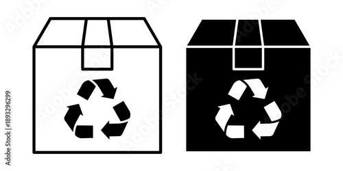 Recyclable Box Symbols Black and White.
