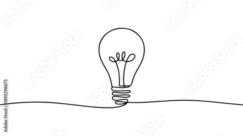 Continuous One Line Drawing of Light Bulb Minimalist Innovation and Idea Concept Illustration