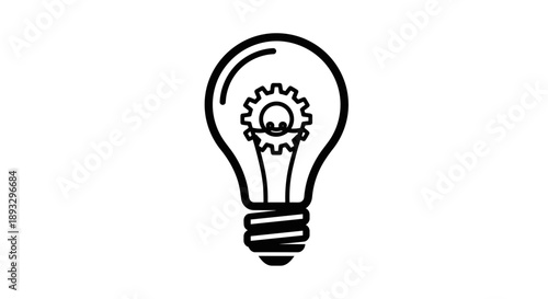 Light bulb with gear inside symbolizing innovation and ideas.